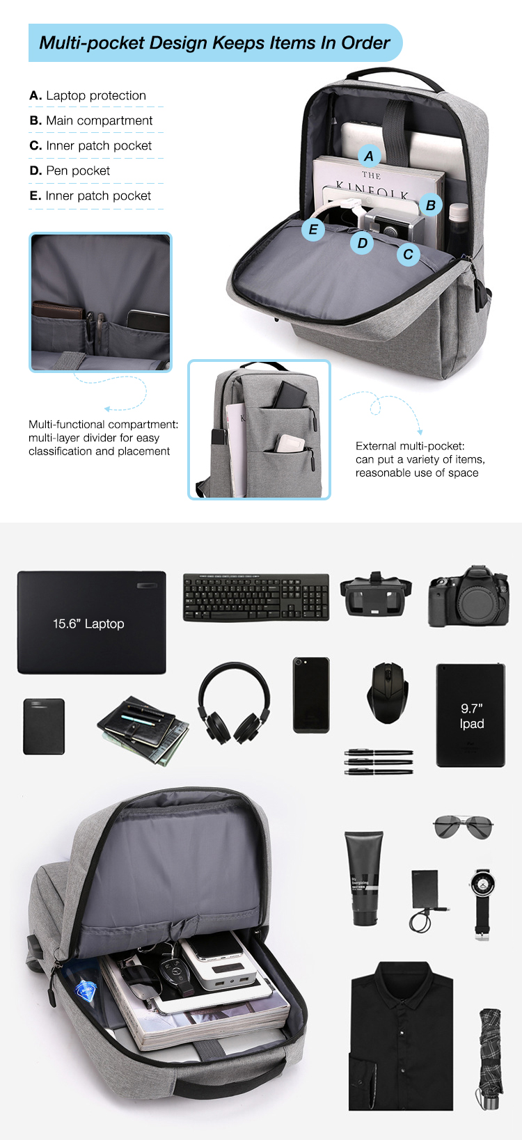 Mochila versátil laptop - preta - M2